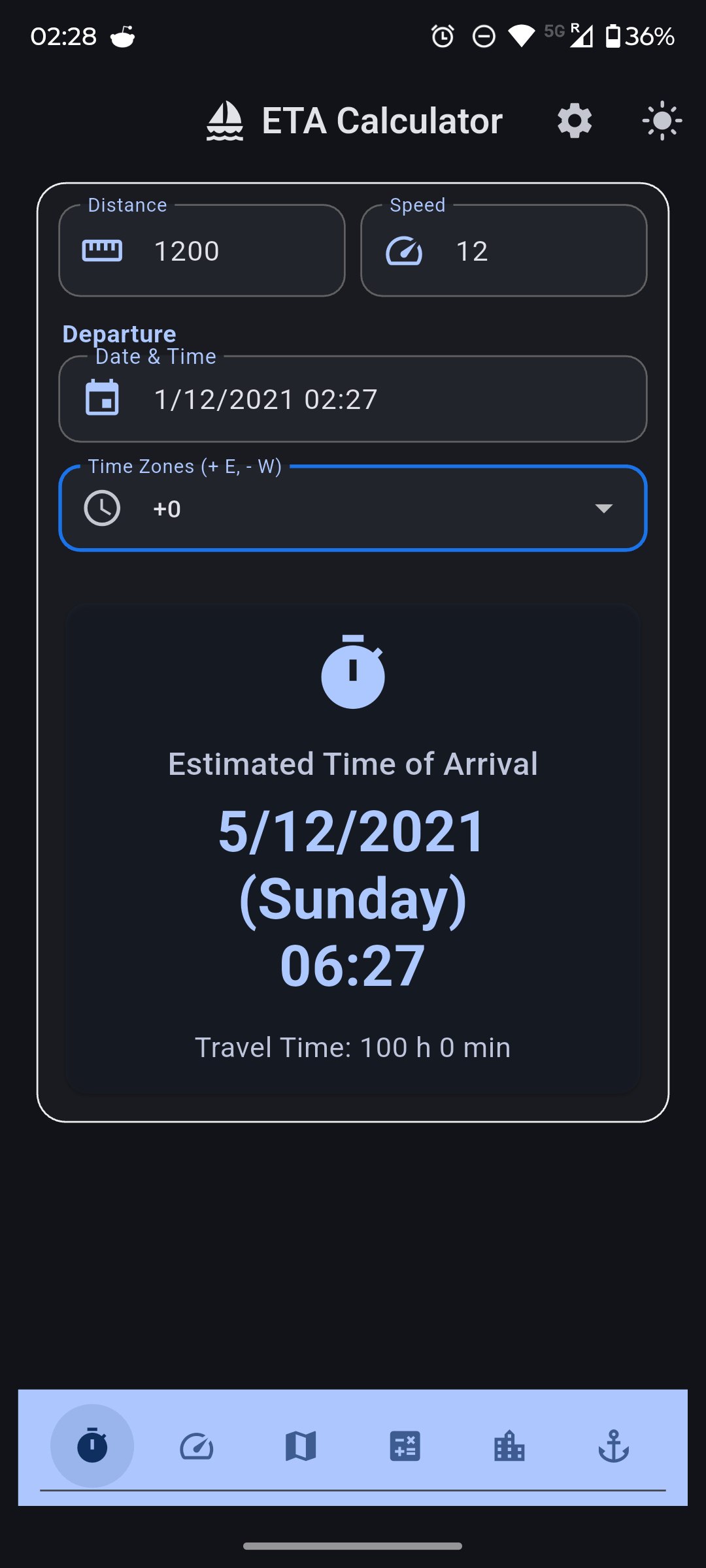 ETA calculator